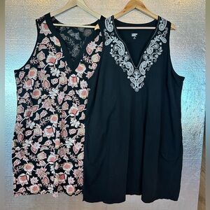 Two Land’s End Sleeveless Dresses/Swimsuit Cover Up 3X